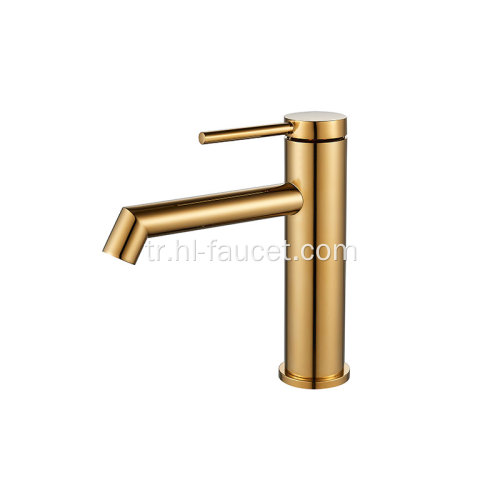 Yeni fırçalanmış altın lüks altın banyo havzası musluğu